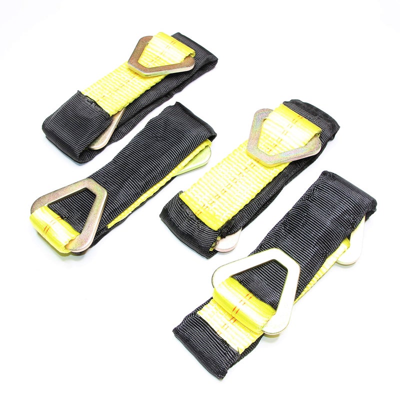WorldPac (Pack of 4) 24" Tie Down Axle Straps with Protective Sleeve and Delta Ring - 10,000b Load Capacity - Image 1